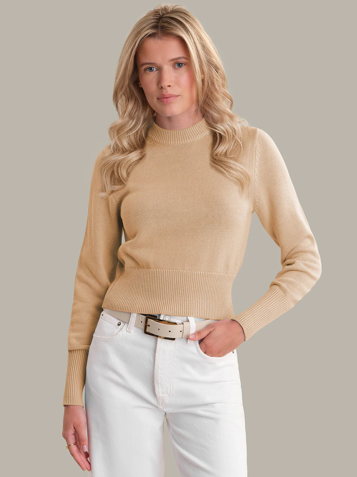 ADELINE: CROPPED COTTON SWEATER