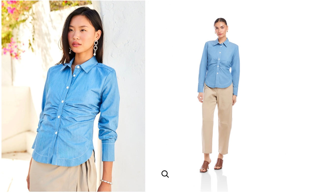 Norlyn Long Sleeve Side Shirred Shirt