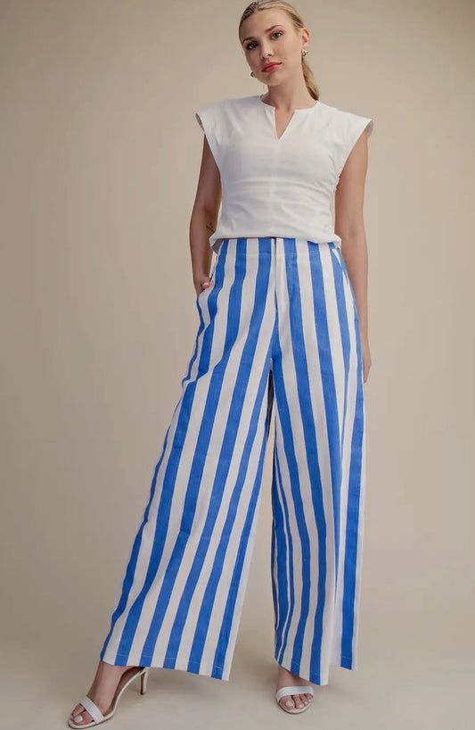 Mid rise Wide Leg Stripe Trouser