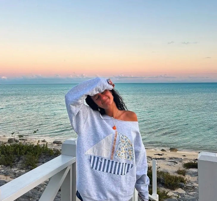 Long Sleeve Top with Sailboat Appliqué