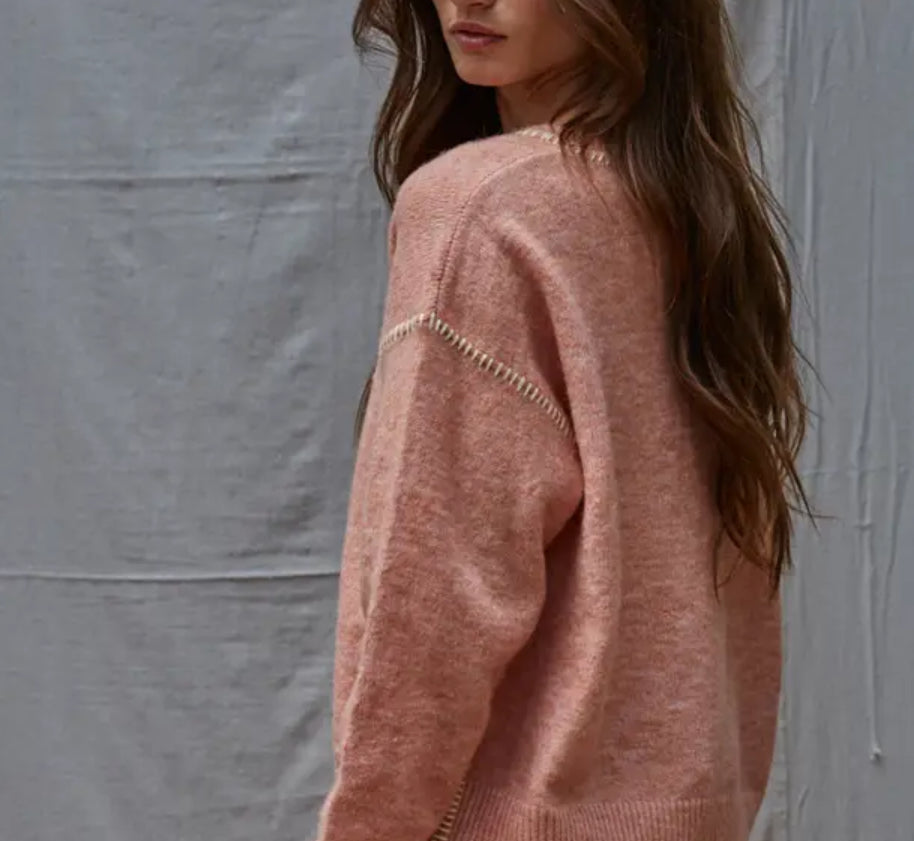 Dusty Coral Stitch Sweater