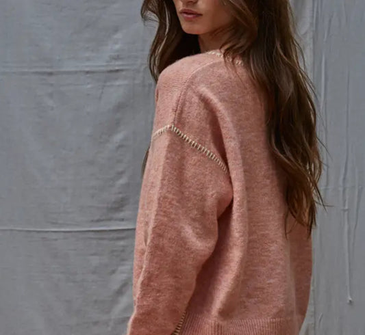 Dusty Coral Stitch Sweater