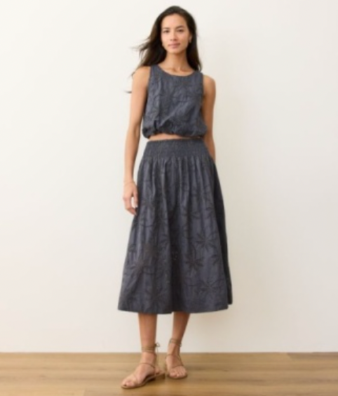 Bea Eyelet Midi Skirt